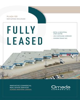📣 We’re excited to share that Plaza 103 is now fully leased! 📣
 
This project brought together retail and industrial users in a high-profile location along Gateway Boulevard, and we’re proud to have built a strong, diverse tenant mix.
 
A big thank you to Canderel Group's property management team for their responsiveness and support, to Gabriel Lorieau for representing the final tenant, and to the ownership group to entrusting us with the leasing work. This lease-up is a great example of what can be achieved through collaboration and strong industry relationships.
 
.
.

#FullyLeased #RetailLeasing #IndustrialLeasing #Retail #Industrial #cre #YEGcre #YEGbiz #OmadaCommercial #CanderelGroup